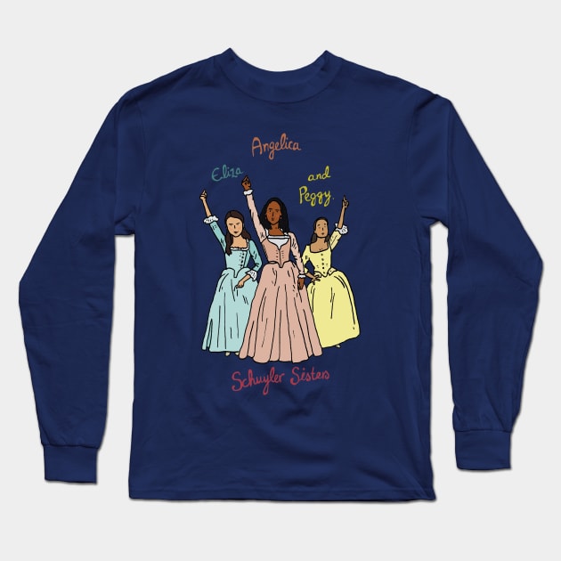 Hamilton - Schuyler Sisters Long Sleeve T-Shirt by JennyGreneIllustration